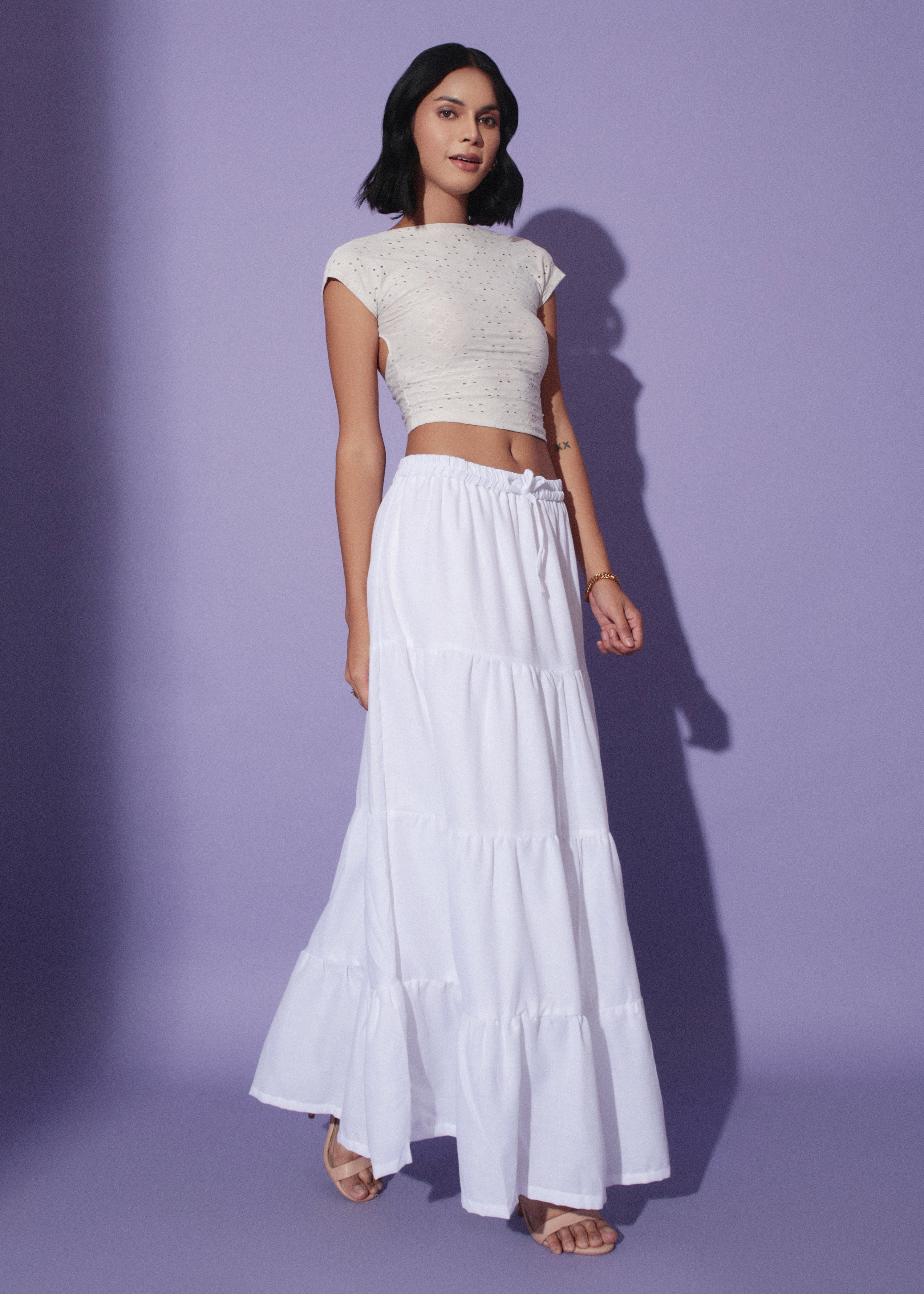 Bubblegum White Maxi Skirt | Stylish and Elegant