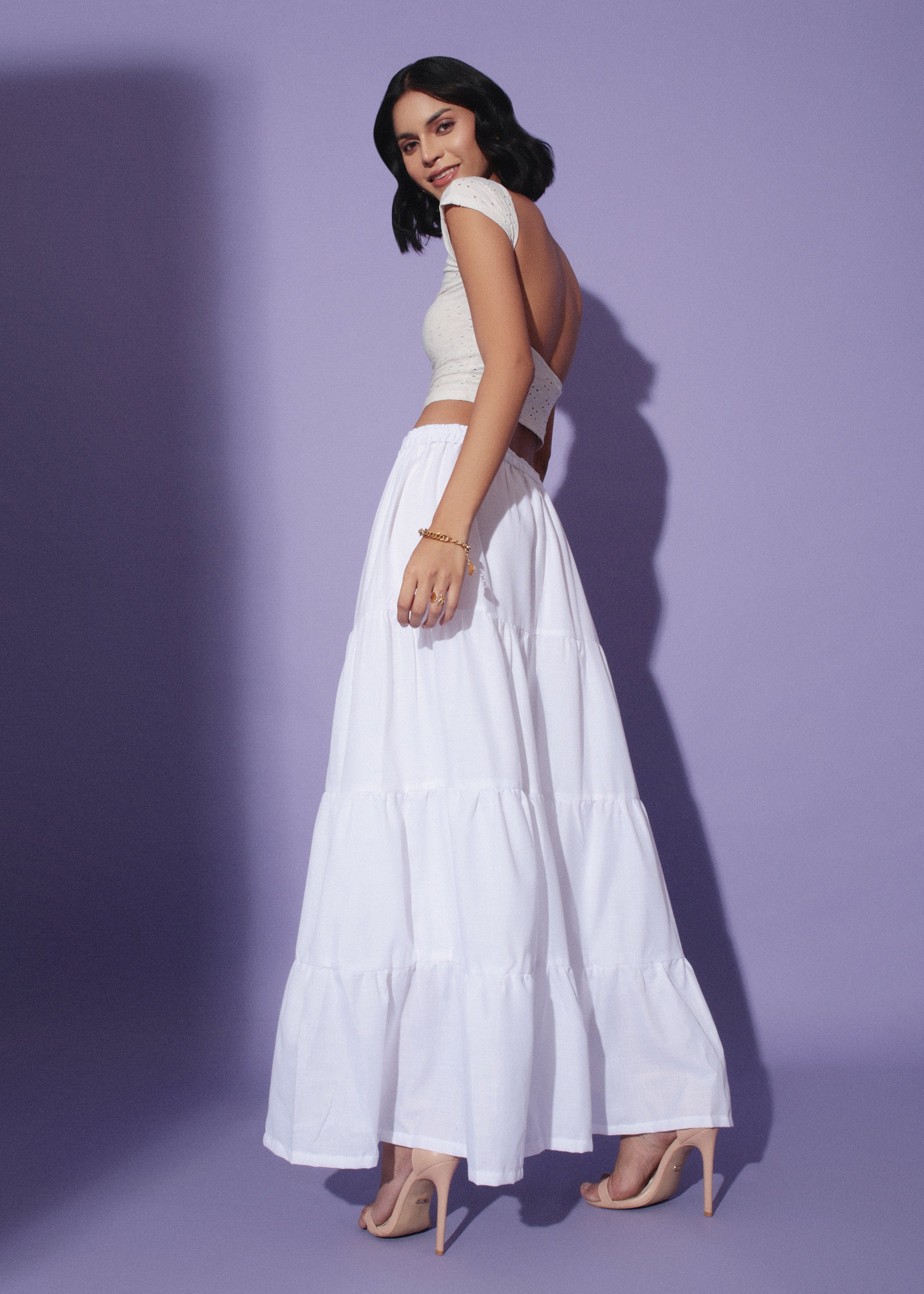 Bubblegum White Maxi Skirt | Stylish and Elegant