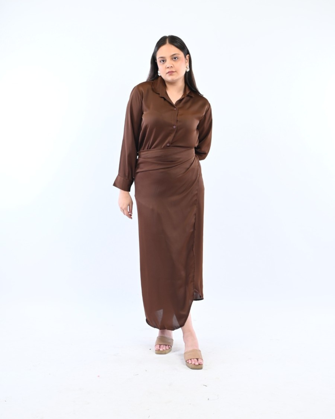 Shop elegant Brown Satin Shirt for women's – Studioanne