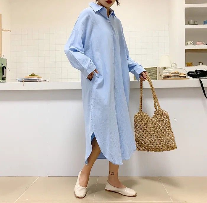 Long shirt dress sky blue