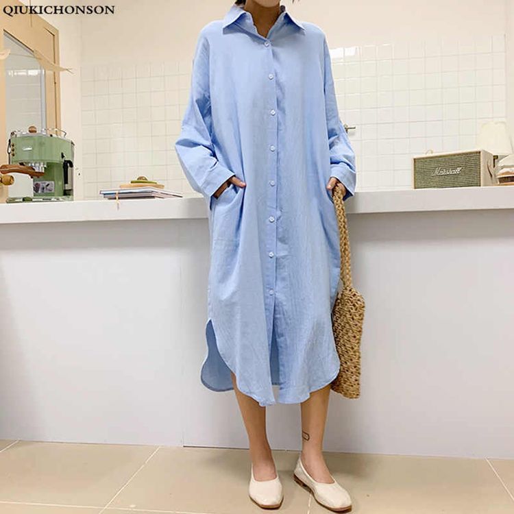 Long shirt dress sky blue