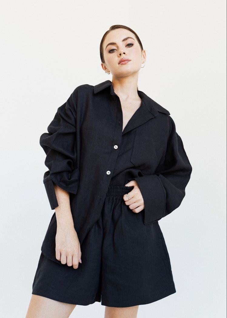 Black Linen Shorts Co-ords