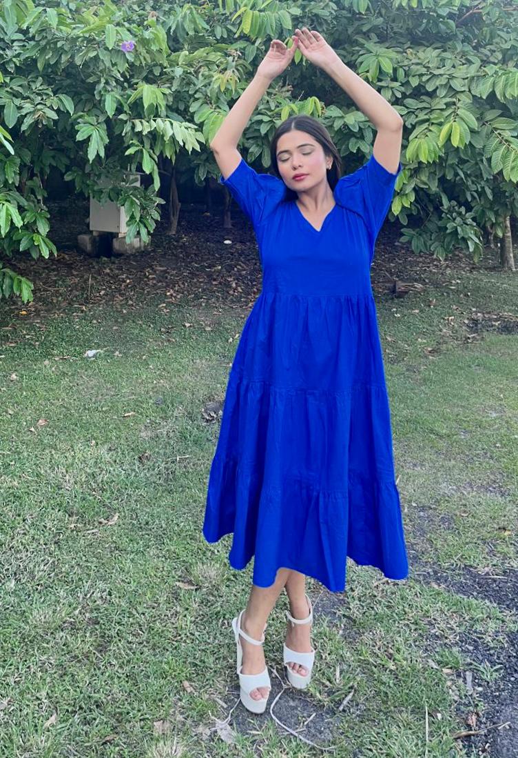 Women's Blue Long Dress Online India -Studioanne