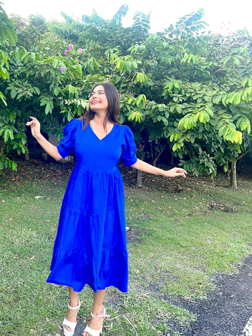 Women's Blue Long Dress Online India -Studioanne