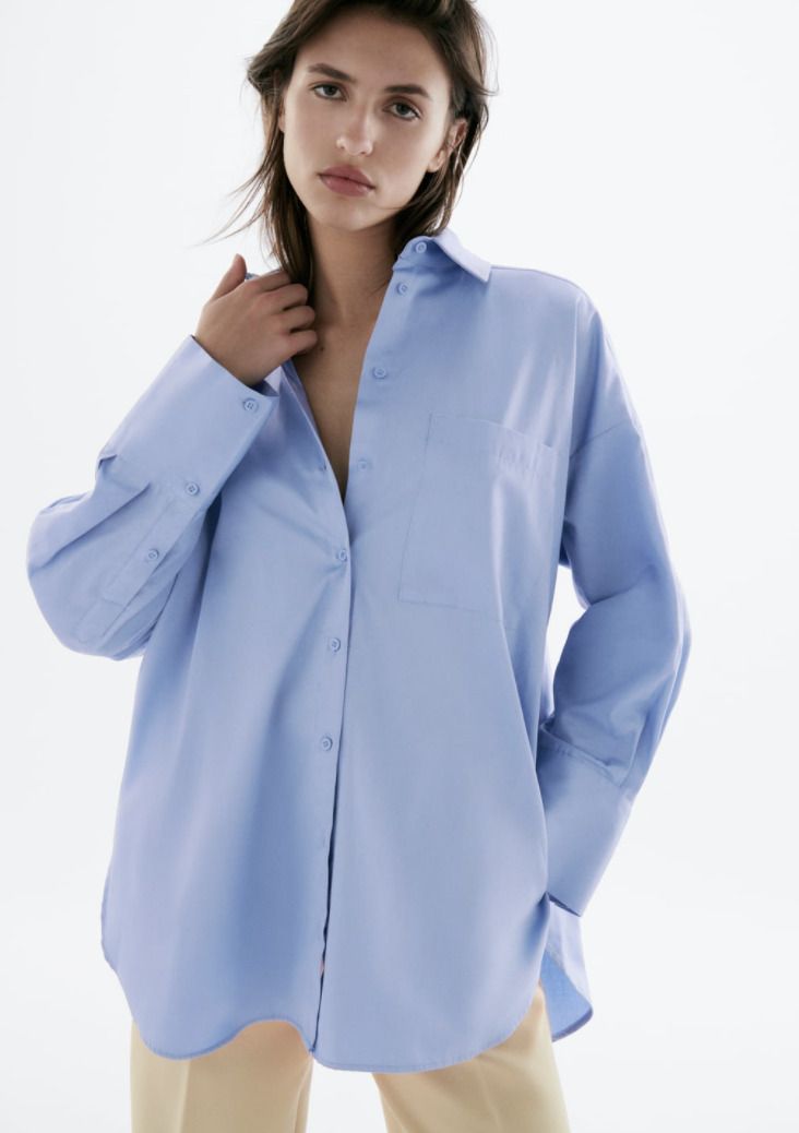 Oversized Cotton Shirts Sky Blue
