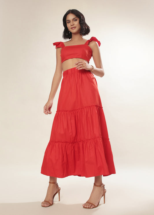  Blooming Red Coord Set For Women's