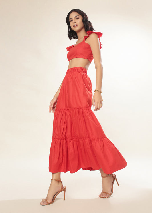  Blooming Red Coord Set For Women's