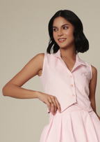 Pink Linen Vest- Studioanne