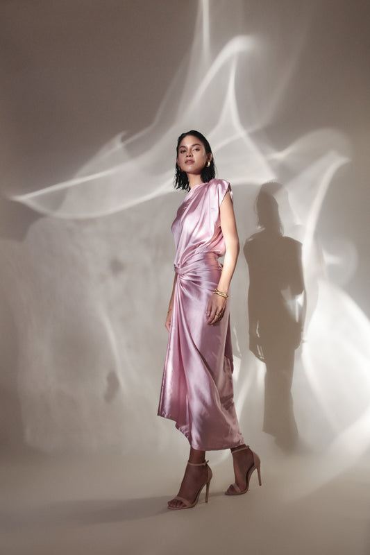 Rose Gold Satin Co-Ord Set for Women-Studioanne
