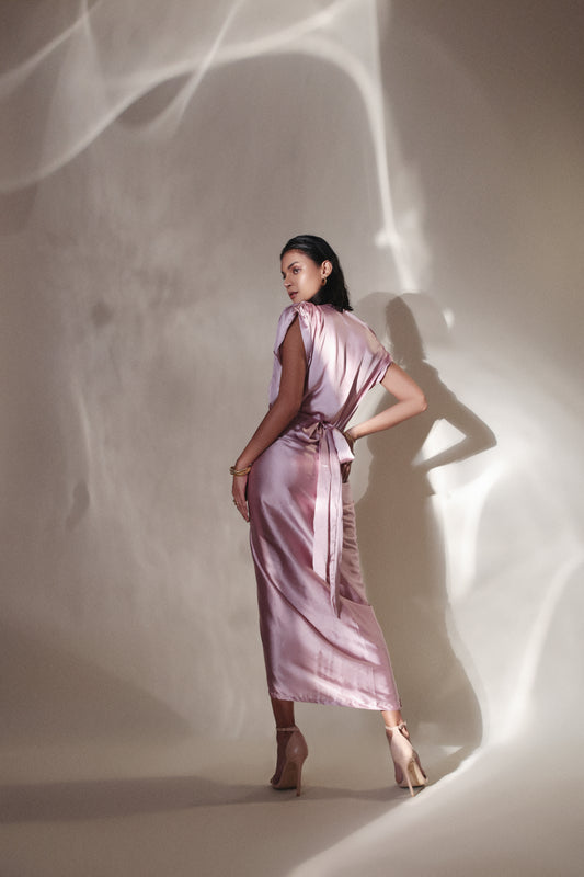 Rose Gold Satin Co-Ord Set for Women-Studioanne