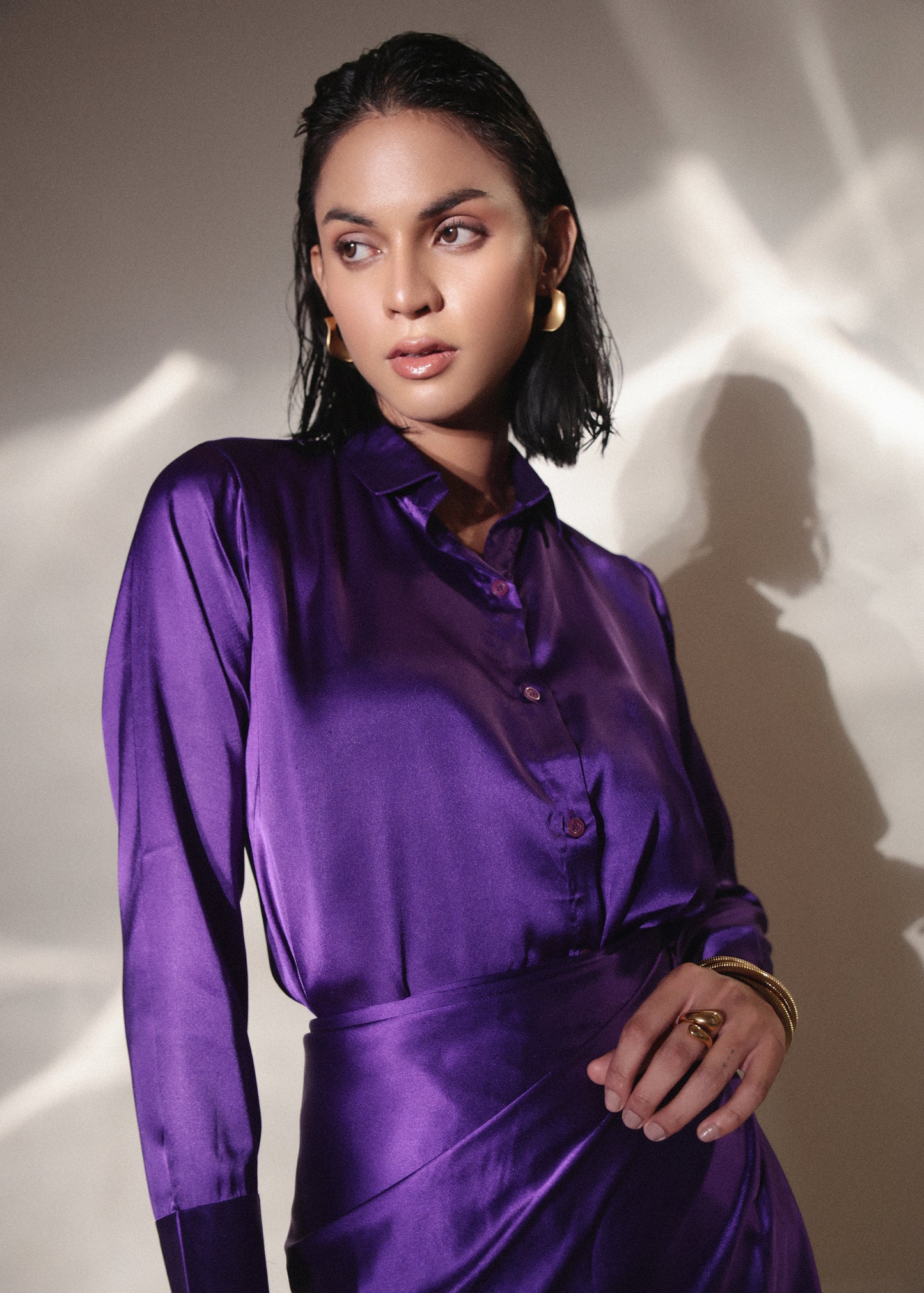 Purple Babe Women's Satin Co-Ord Set Online