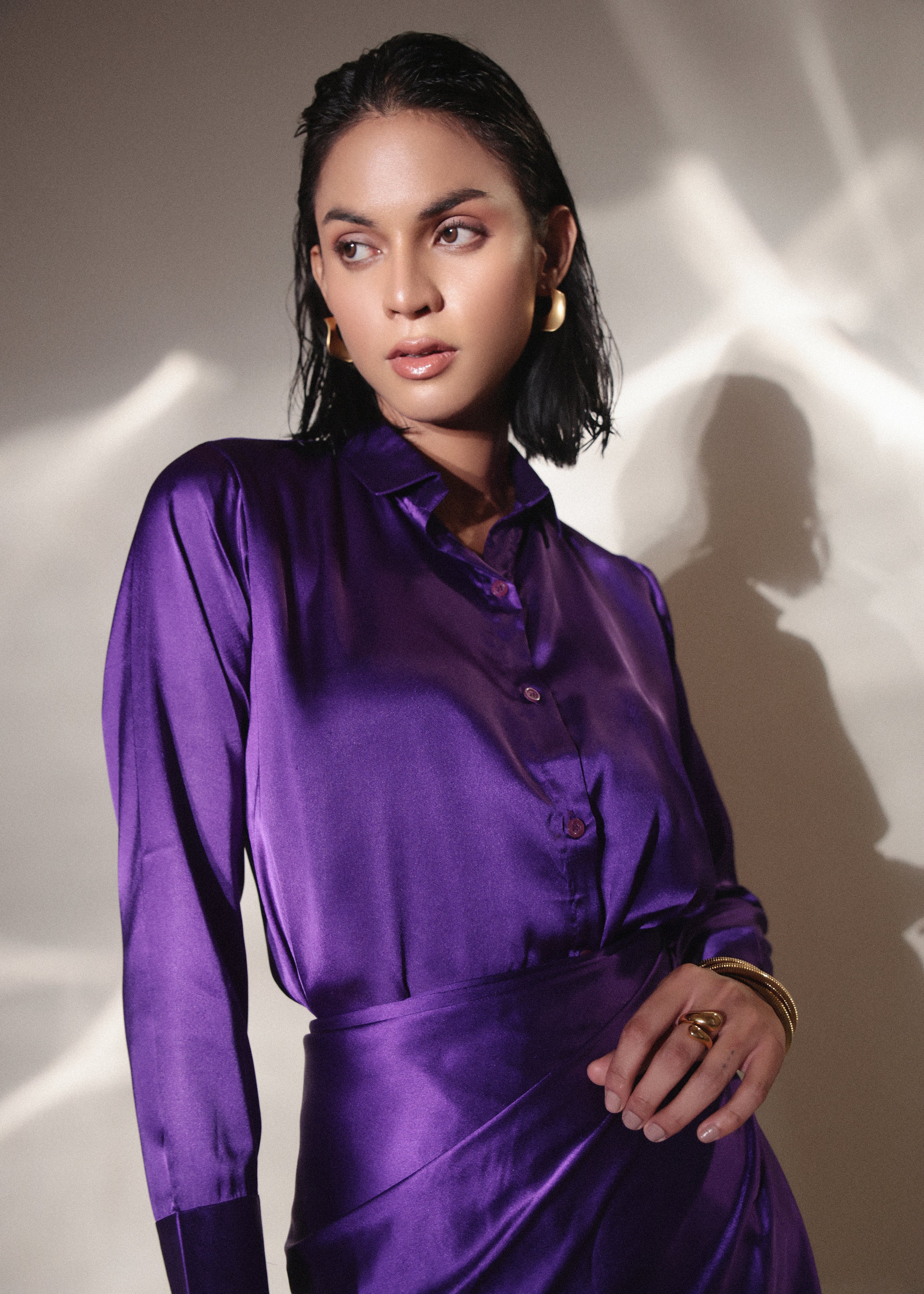 Purple Babe Women's Satin Co-Ord Set Online