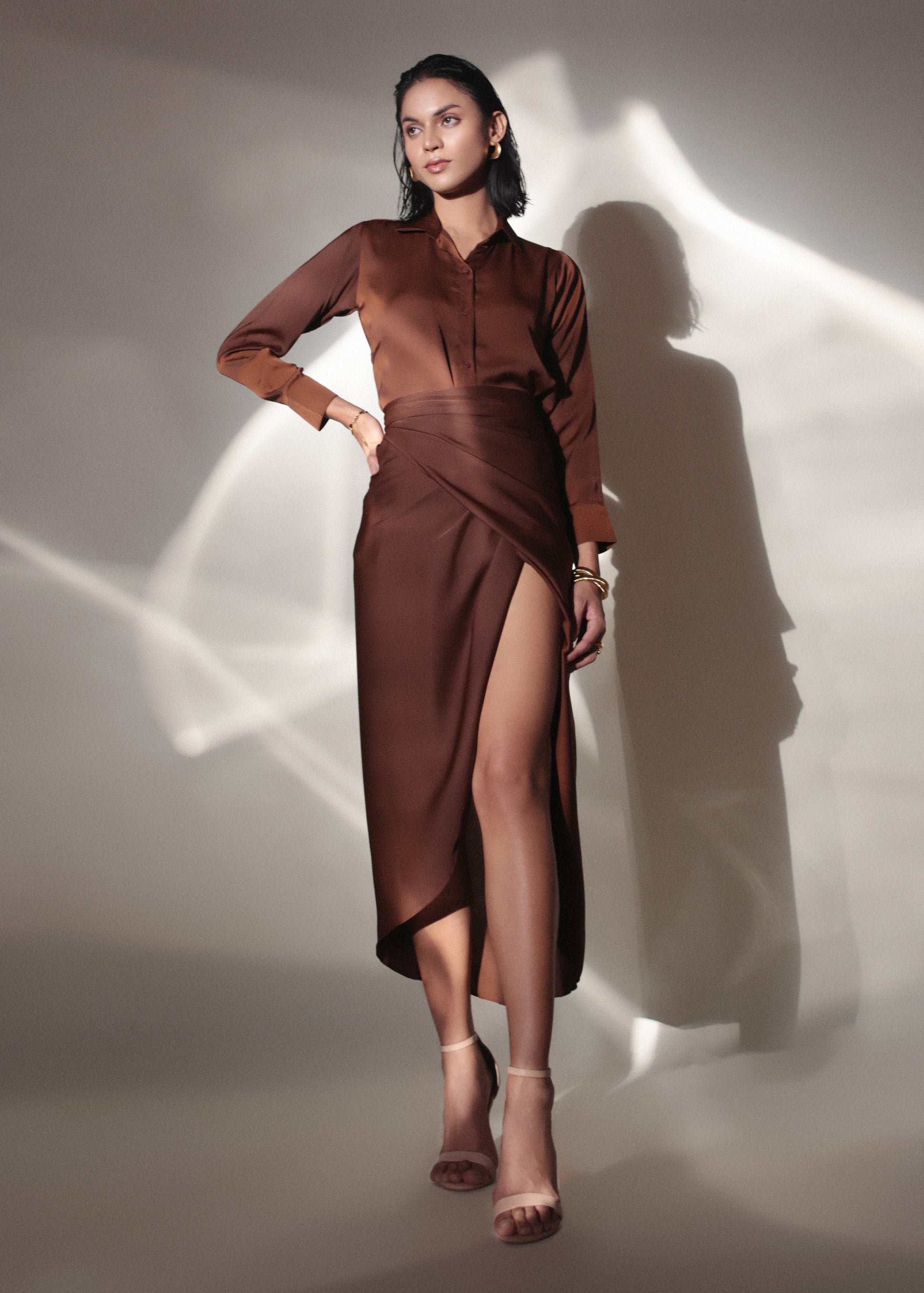 Women's Brown Wrap Skirt online in India