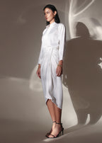 White Babe Satin Coord Set For Women