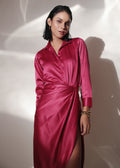 Hot Pink Satin Shirt- Studioanne