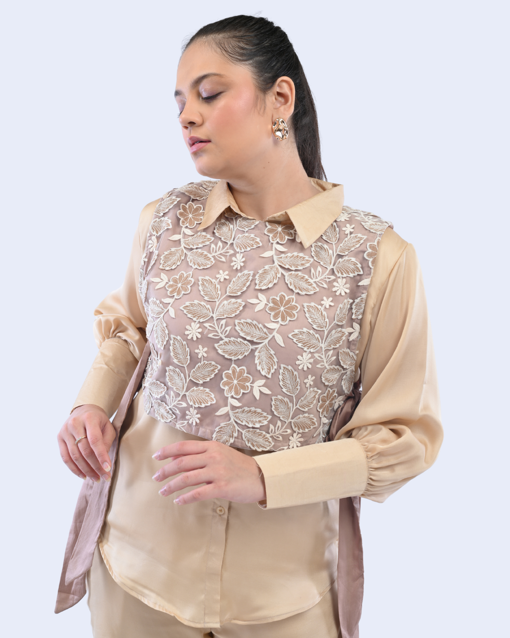 Cocoa Shirt With Detachable Jacket