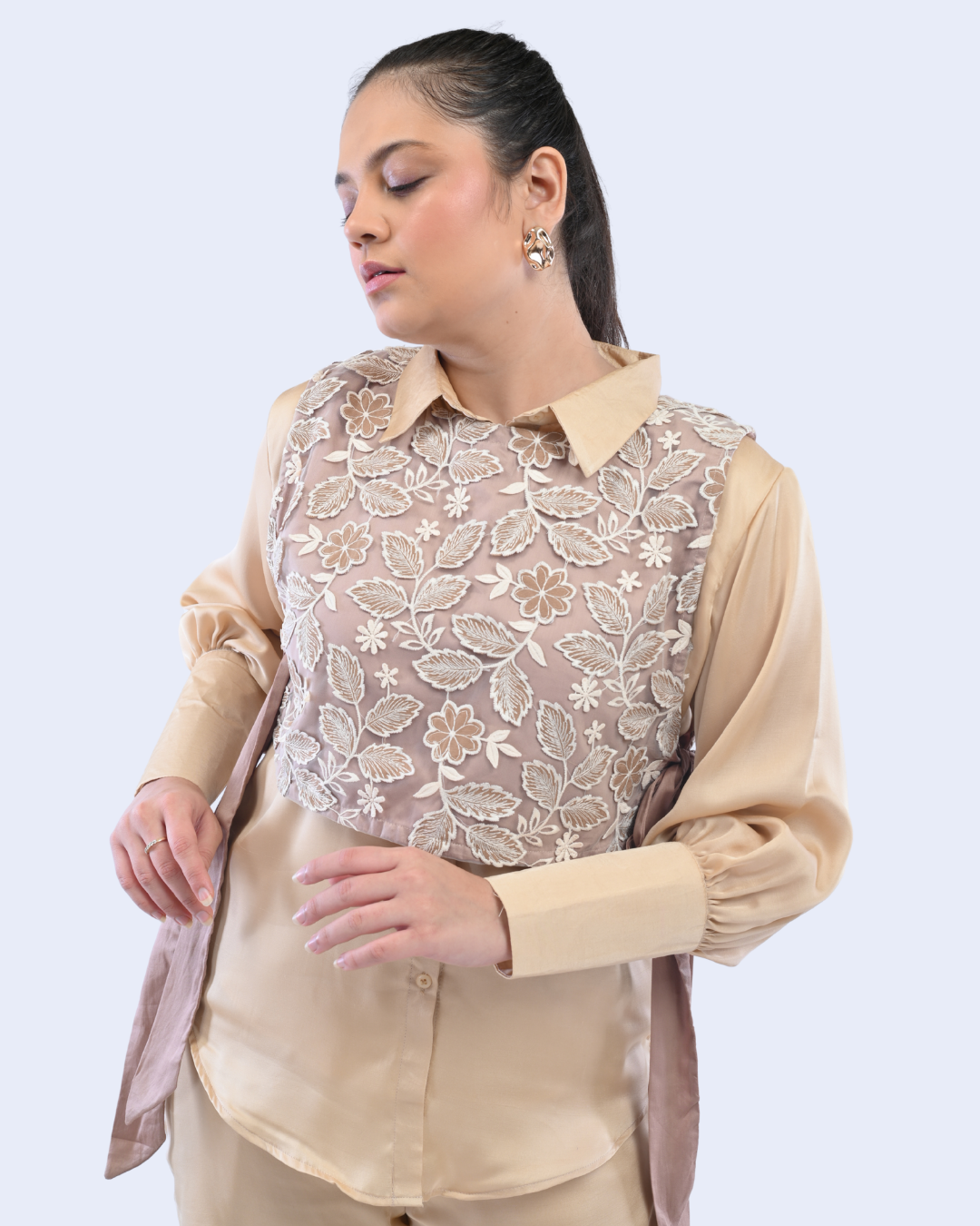 Cocoa Shirt With Detachable Jacket