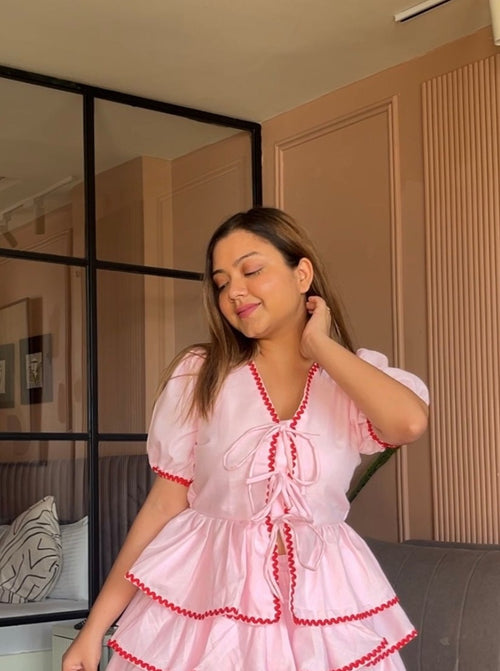 Baby Pink Blair Co-Ord Set for Women- Studioanne