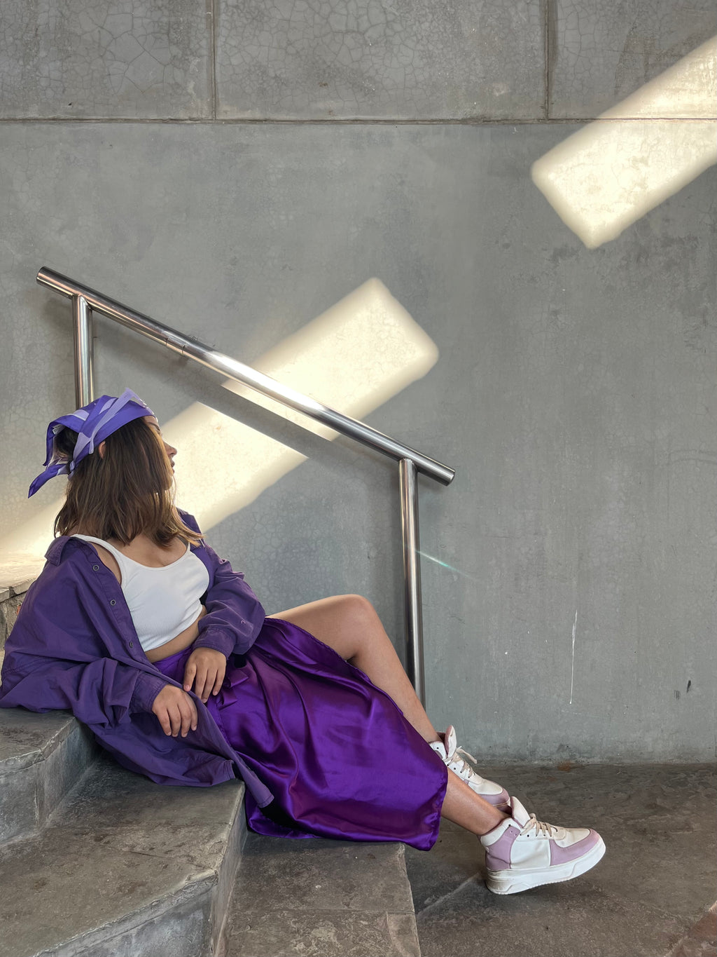  Purple Satin Wrap Skirt For Women's