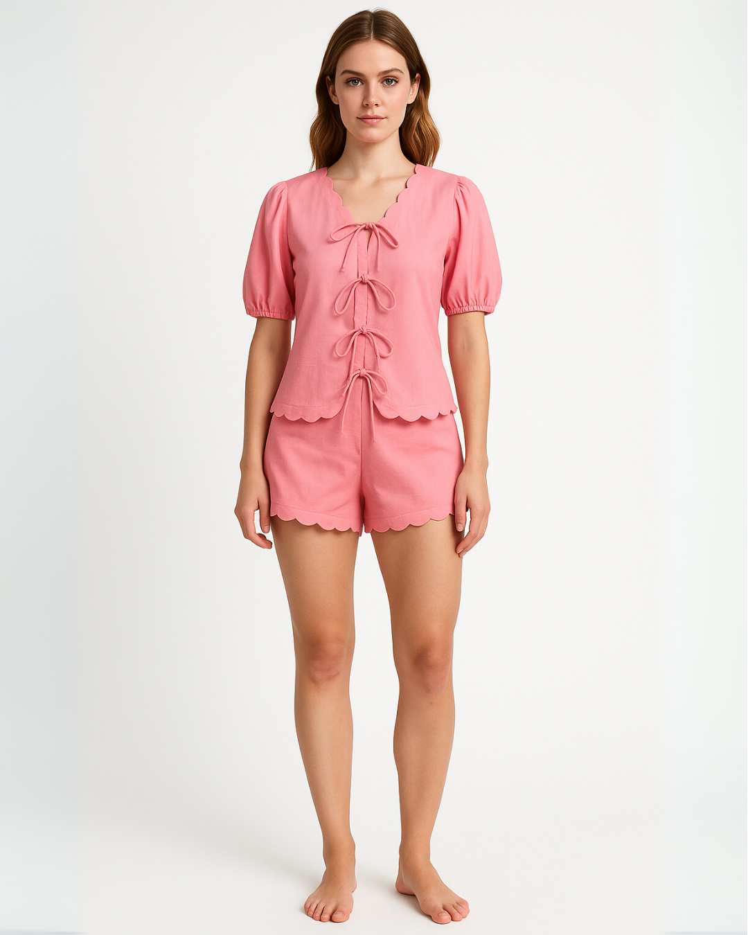 Pink Scalop Shorts