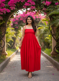 Crimson Pleated Dress