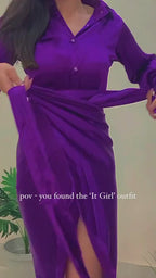 Purple Babe Women's Satin Co-Ord Set Online