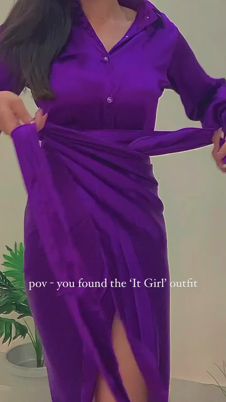 Purple Babe Women's Satin Co-Ord Set Online
