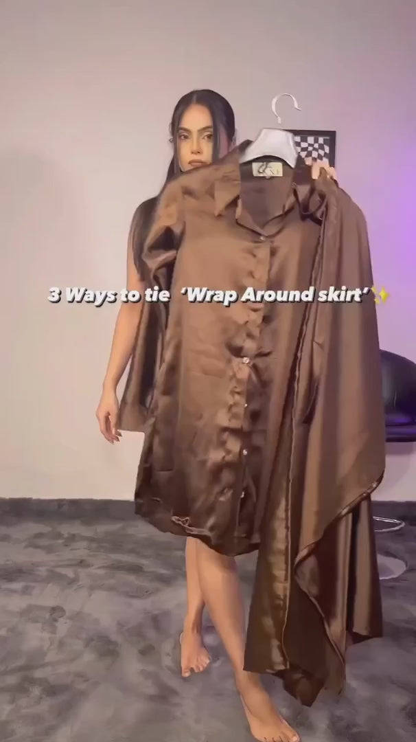 Beautiful Brown Babe Satin Coord Set Online India 
