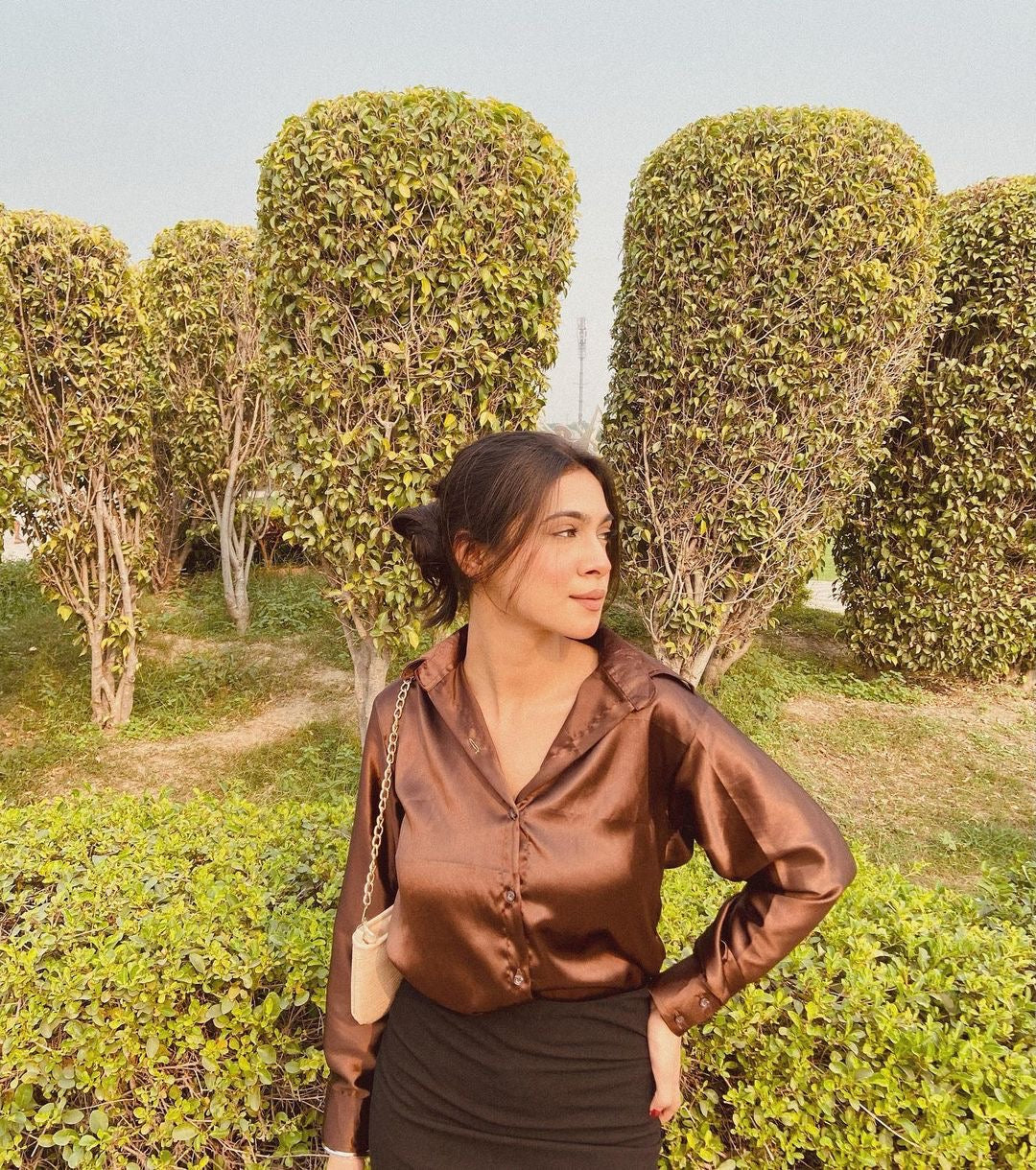 Brown Satin Shirt