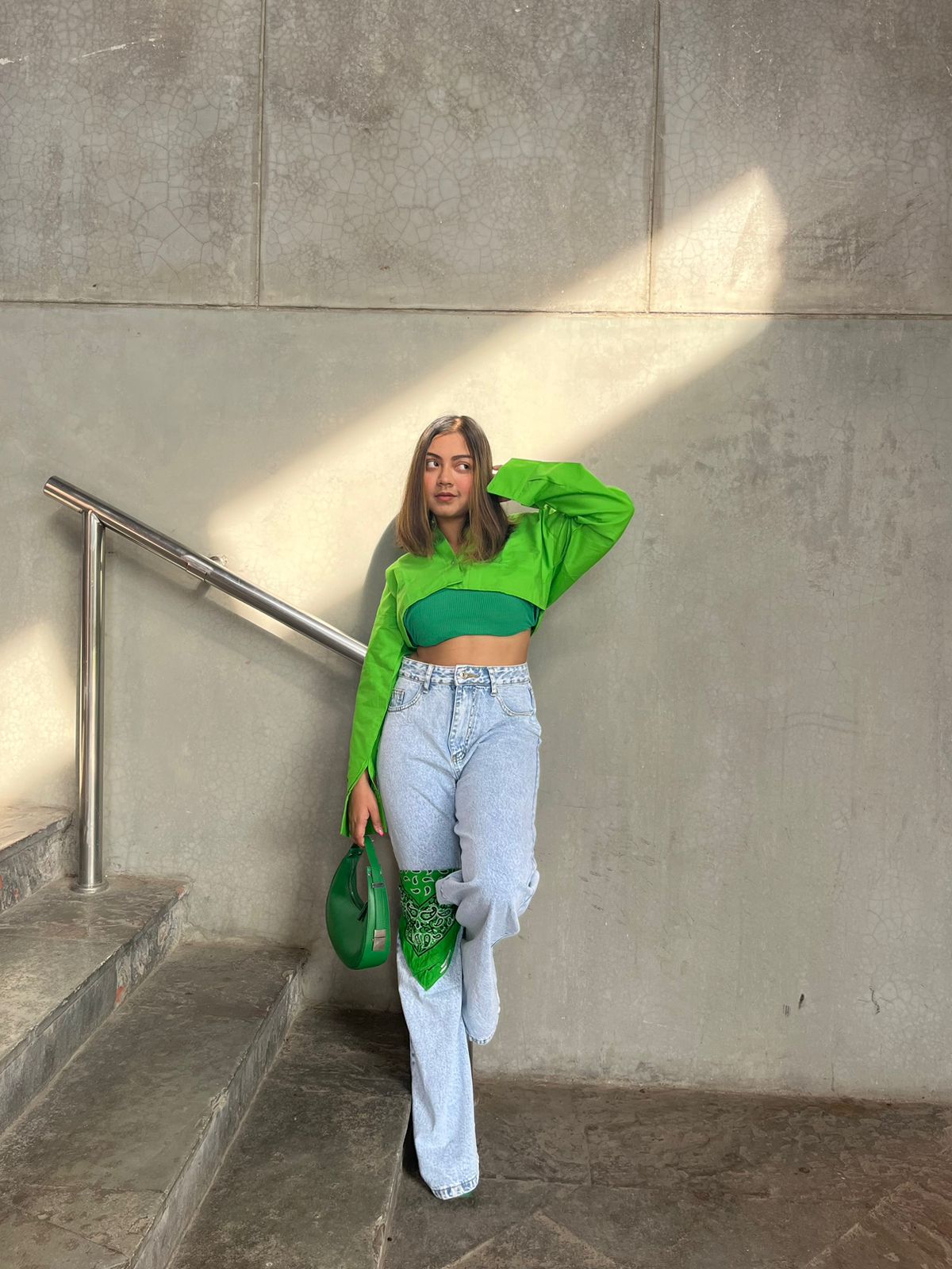 Pop Green Crop Shirt