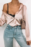 Rose Gold Satin Shirt for women's