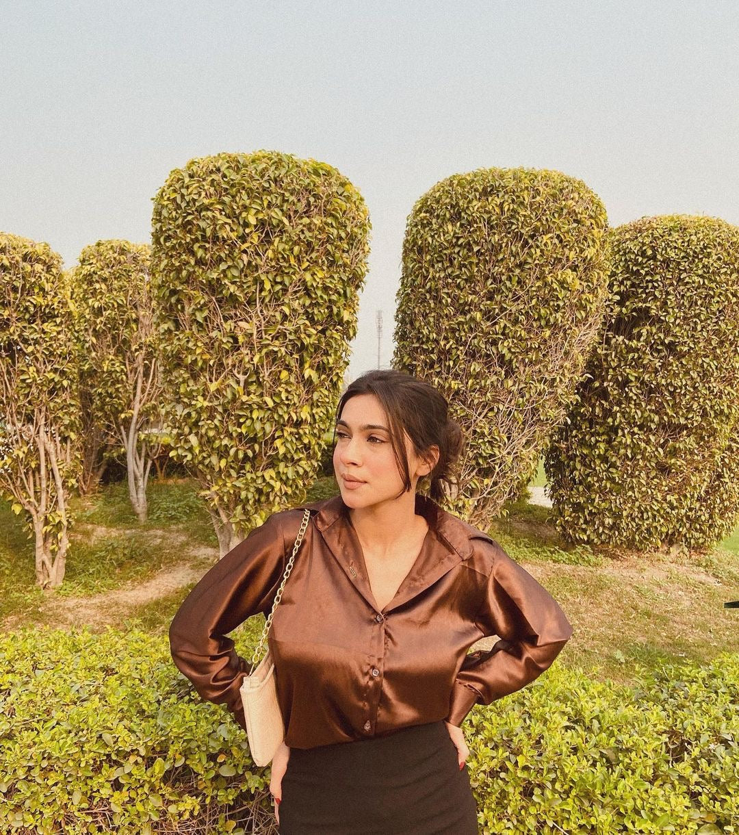 Brown Satin Shirt